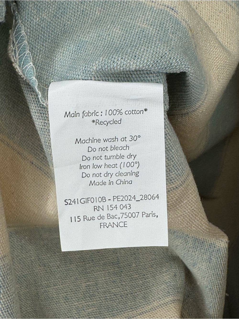 SEZANE San Francisco Exclusive Striped Tote Bag Blue & Cream Cotton Canvas - Picture 11 of 11